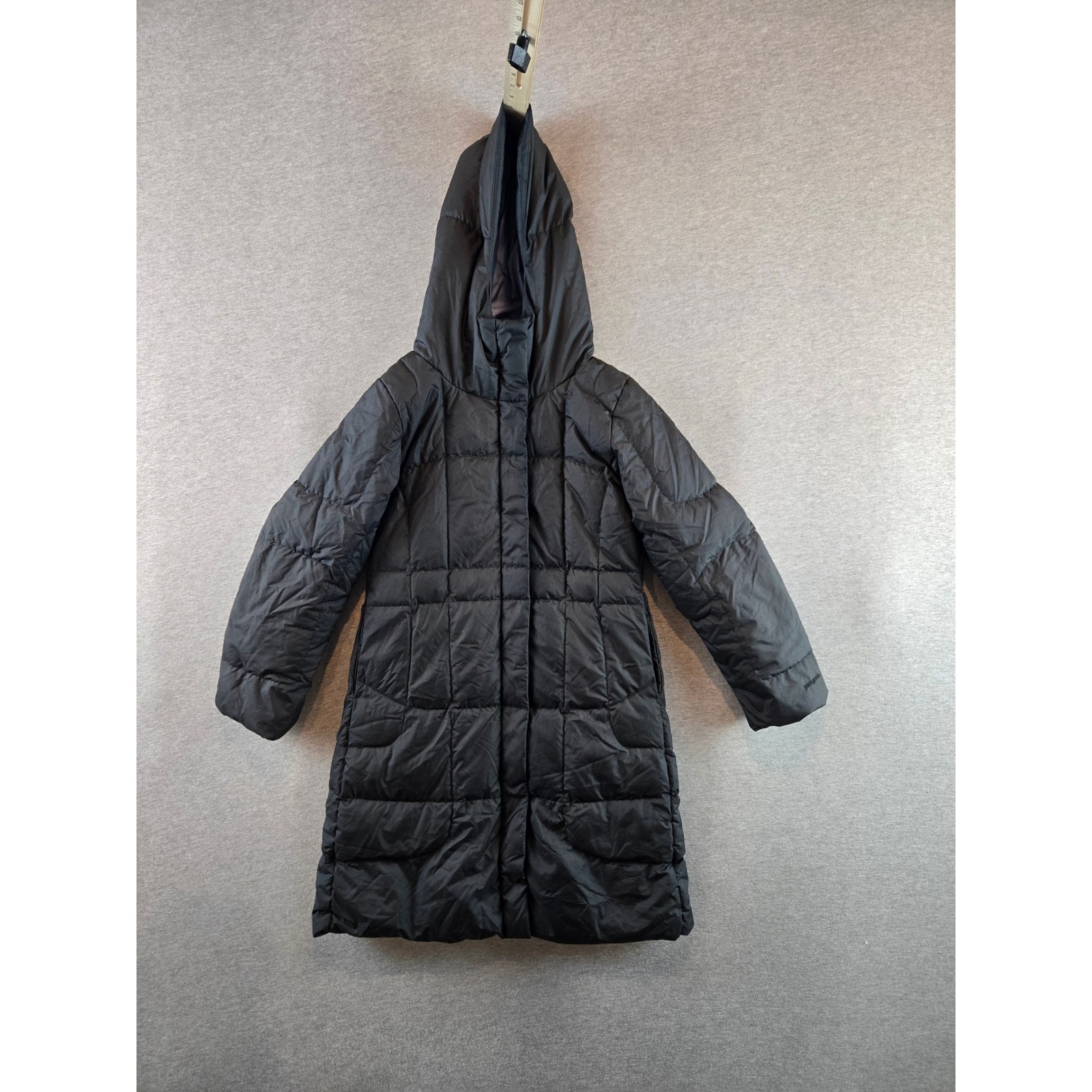 Patagonia Fiona Parka Girls S 8 Black Goose Down Insulated Hooded Puffer Coat
